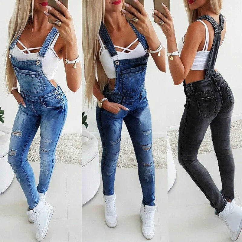 Women’s Denim Overalls – Casual Jumpsuit with Pockets