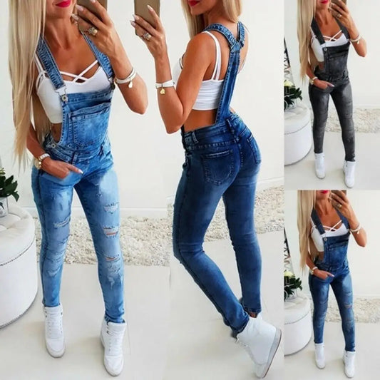 Women’s Denim Overalls – Casual Jumpsuit with Pockets