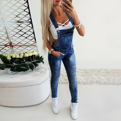 Women’s Denim Overalls – Casual Jumpsuit with Pockets