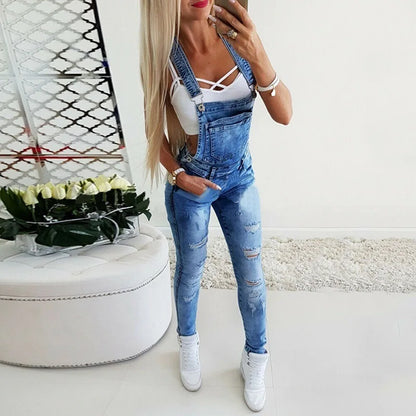 Women’s Denim Overalls – Casual Jumpsuit with Pockets