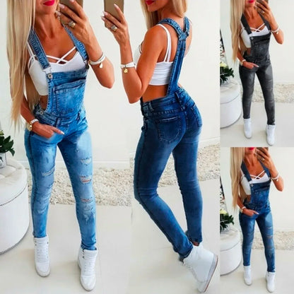 Women’s Denim Overalls – Casual Jumpsuit with Pockets