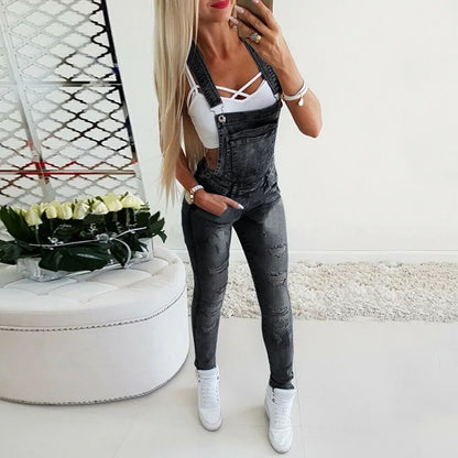 Women’s Denim Overalls – Casual Jumpsuit with Pockets