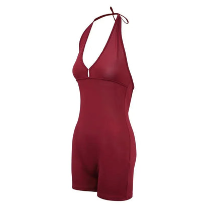 Women’s Sexy Backless Playsuit – Sleeveless Fitness Romper