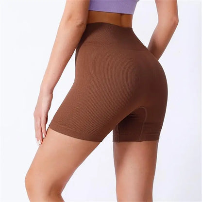 Women’s High-Waisted Yoga Shorts – Ribbed Sports Shorts with Butt Lift & Shaping Fit