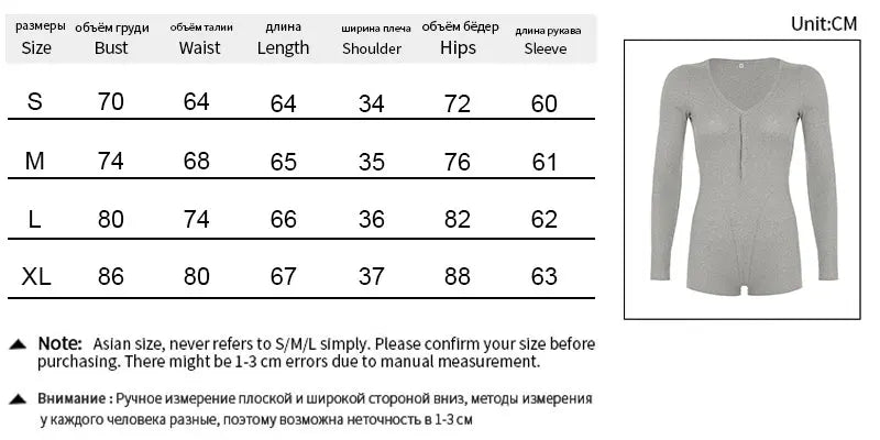 Women’s Long Sleeve Jumpsuit – Slim Fit Romper One-Piece Outfit