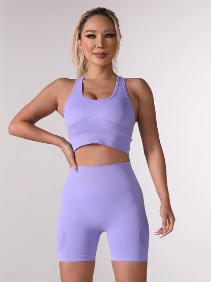 Women’s Yoga Set – High Waisted Butt Lifting Shorts & Padded Sports Bra