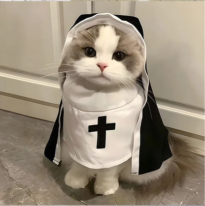 Funny Cat & Dog Nun Costume – Small & Medium Pet Cosplay Outfit