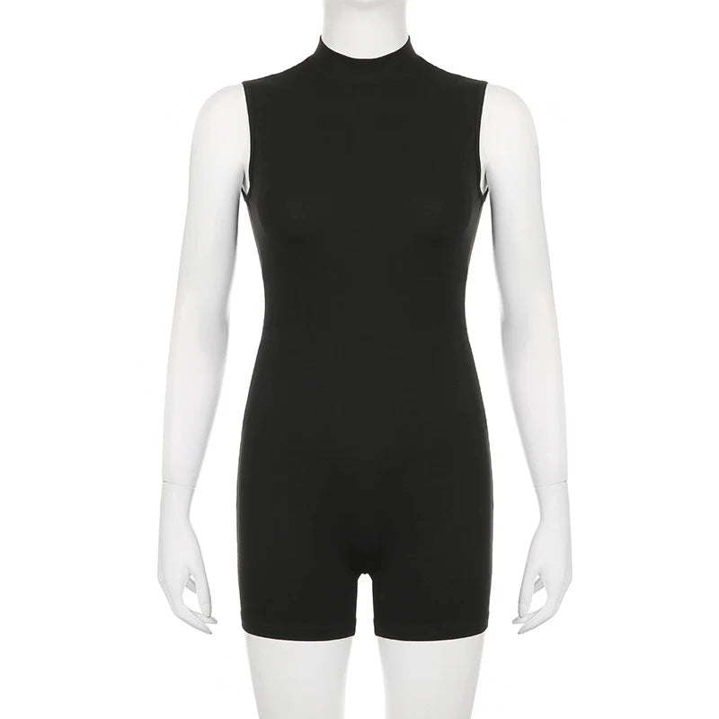 Women’s Sports Jumpsuit – Sleeveless High Street Romper with Invisible Zipper