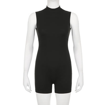 Women’s Sports Jumpsuit – Sleeveless High Street Romper with Invisible Zipper