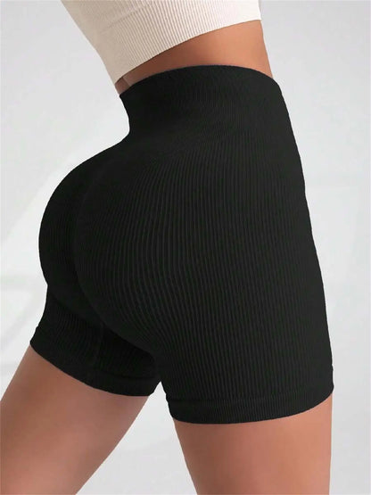 Women’s High-Waisted Yoga Shorts – Ribbed Sports Shorts with Butt Lift & Shaping Fit