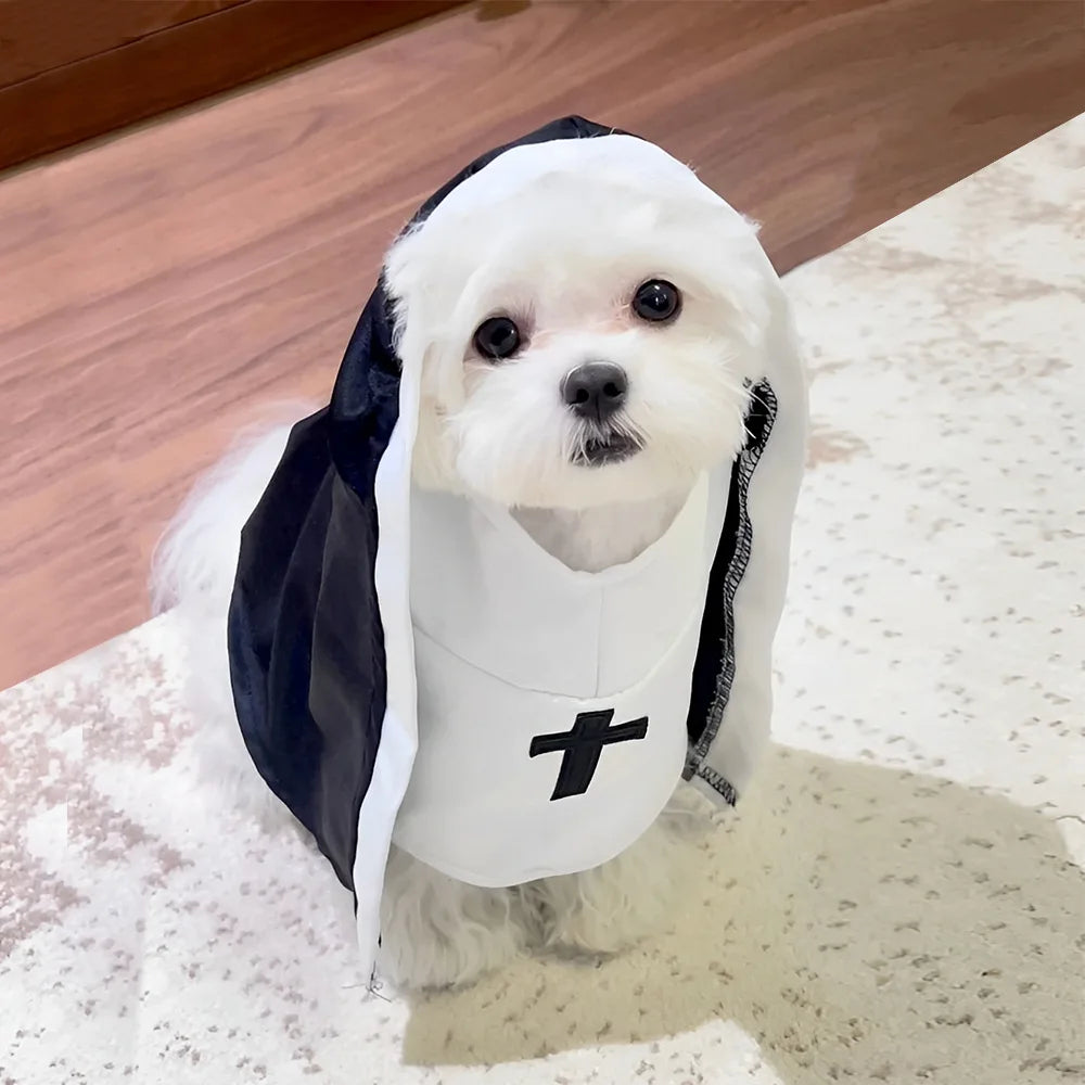 Funny Cat & Dog Nun Costume – Small & Medium Pet Cosplay Outfit