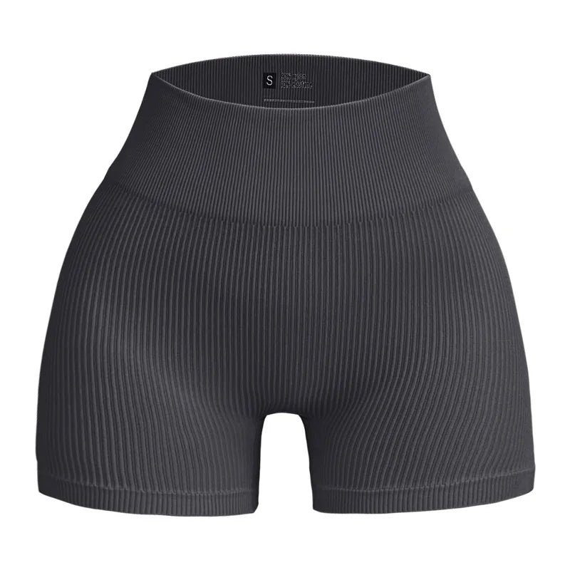 Women’s High-Waisted Yoga Shorts – Ribbed Sports Shorts with Butt Lift & Shaping Fit