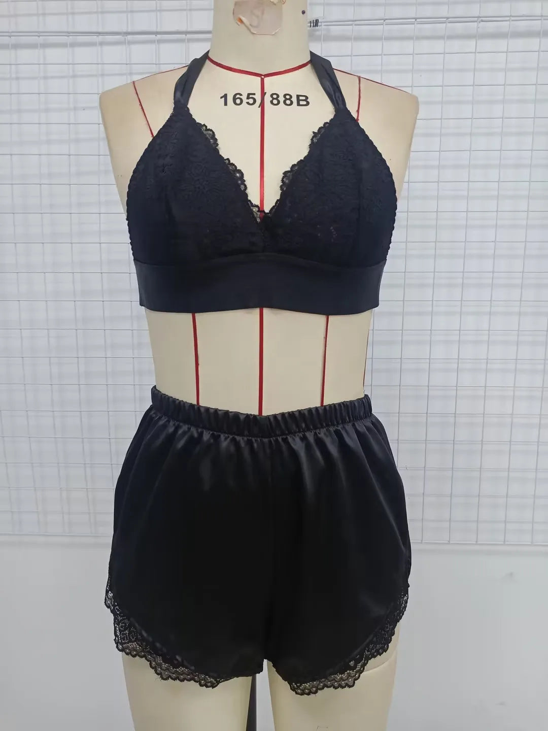 Women’s Floral Lace Sleepwear Set – Sexy Cami Top with Satin Shorts Lingerie