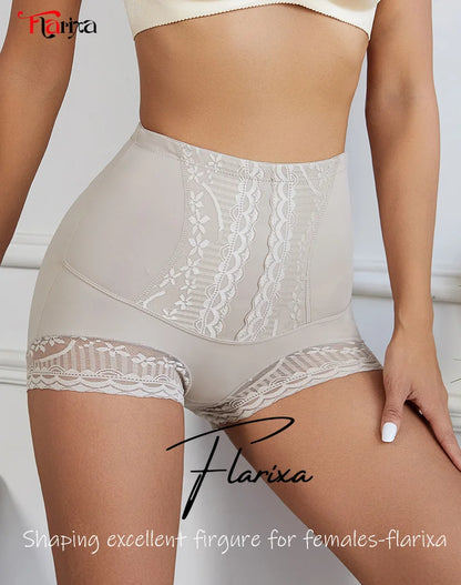 Flarixa High Waist Lace Flat Belly Shorts – Women’s Shaping Lingerie