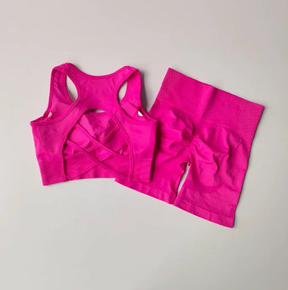 Women’s Yoga Set – High Waisted Butt Lifting Shorts & Padded Sports Bra
