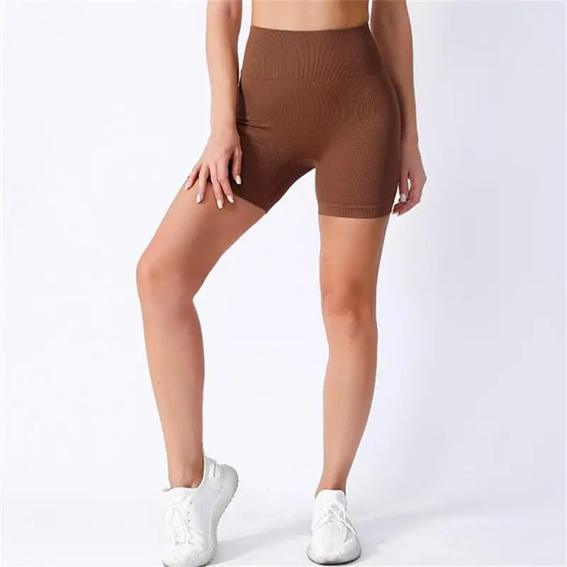 Women’s High-Waisted Yoga Shorts – Ribbed Sports Shorts with Butt Lift & Shaping Fit