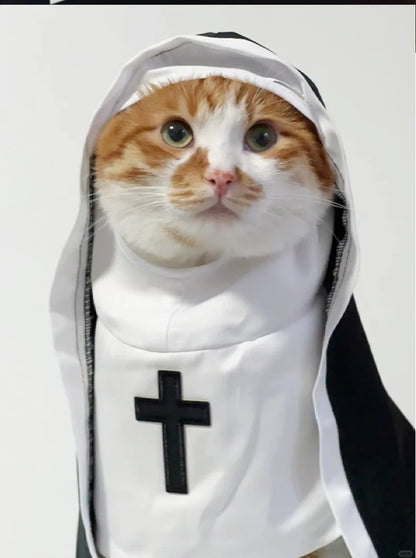 Funny Cat & Dog Nun Costume – Small & Medium Pet Cosplay Outfit