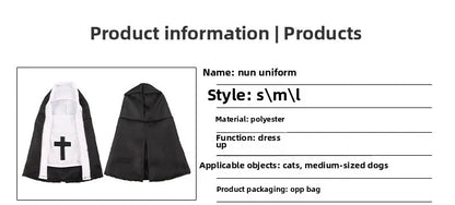 Funny Cat & Dog Nun Costume – Small & Medium Pet Cosplay Outfit