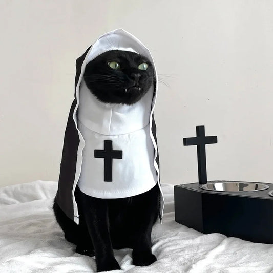Funny Cat & Dog Nun Costume – Small & Medium Pet Cosplay Outfit
