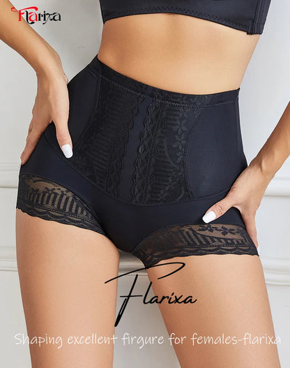 Flarixa High Waist Lace Flat Belly Shorts – Women’s Shaping Lingerie