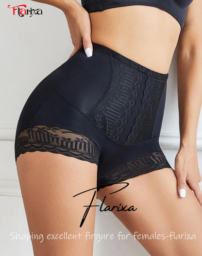 Flarixa High Waist Lace Flat Belly Shorts – Women’s Shaping Lingerie