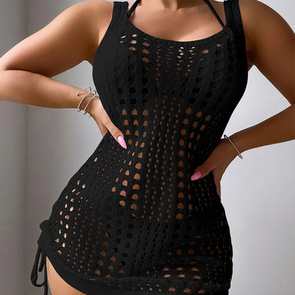 Women’s Knit One-Piece Swimsuit – U-Collar Sleeveless Bathing Suit