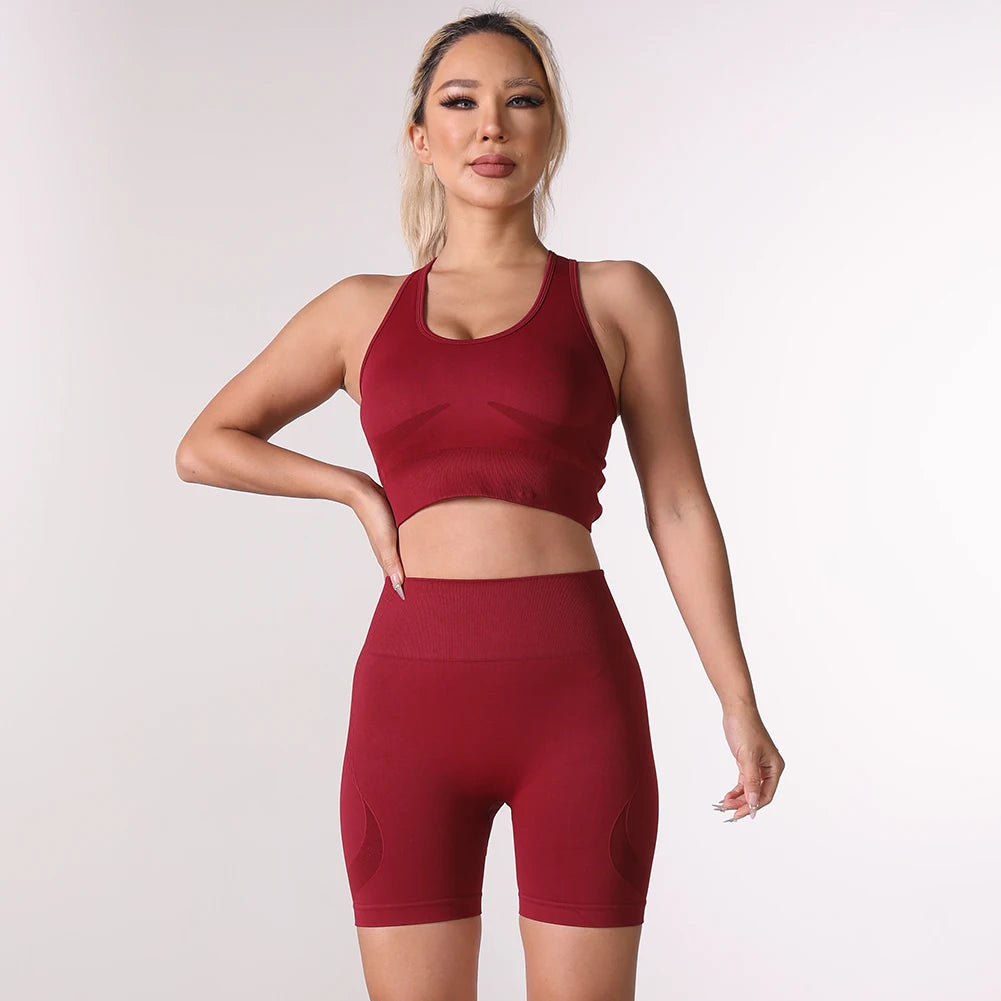 Women’s Yoga Set – High Waisted Butt Lifting Shorts & Padded Sports Bra