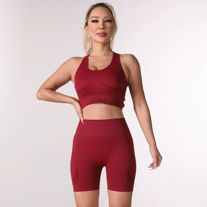 Women’s Yoga Set – High Waisted Butt Lifting Shorts & Padded Sports Bra
