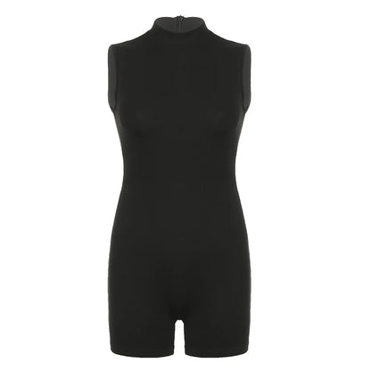 Women’s Sports Jumpsuit – Sleeveless High Street Romper with Invisible Zipper