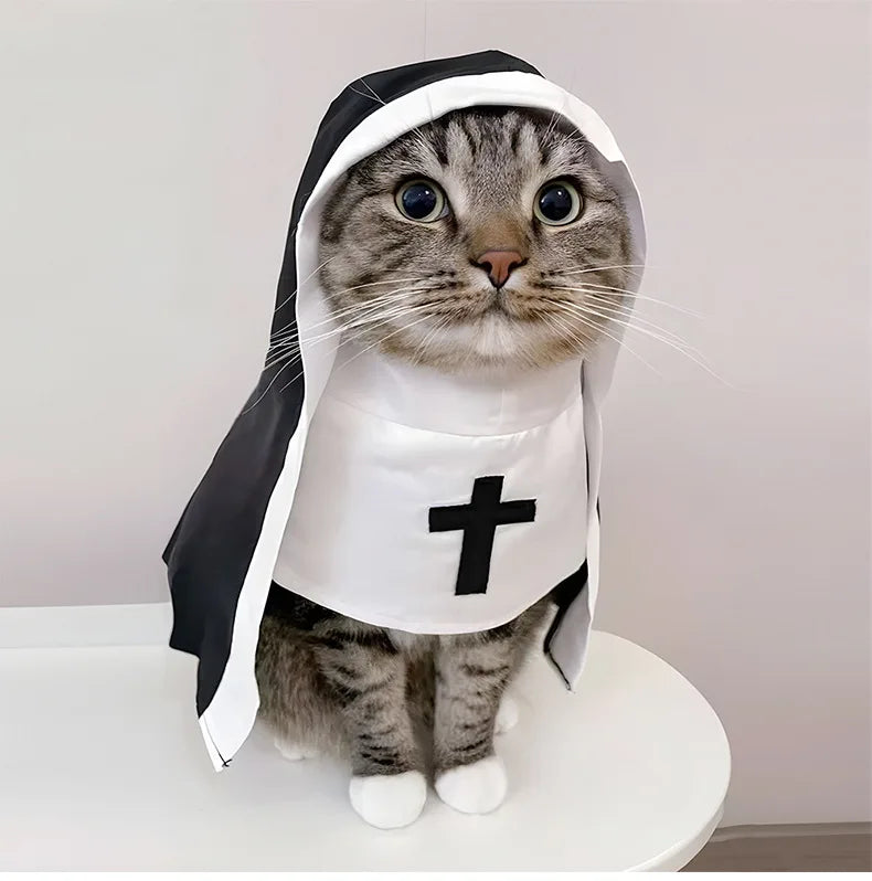 Funny Cat & Dog Nun Costume – Small & Medium Pet Cosplay Outfit