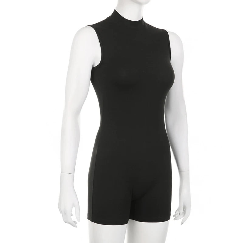 Women’s Sports Jumpsuit – Sleeveless High Street Romper with Invisible Zipper