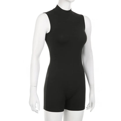 Women’s Sports Jumpsuit – Sleeveless High Street Romper with Invisible Zipper