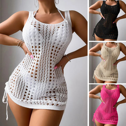 Women’s Knit One-Piece Swimsuit – U-Collar Sleeveless Bathing Suit