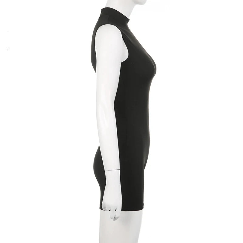 Women’s Sports Jumpsuit – Sleeveless High Street Romper with Invisible Zipper