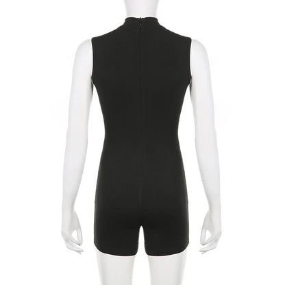 Women’s Sports Jumpsuit – Sleeveless High Street Romper with Invisible Zipper