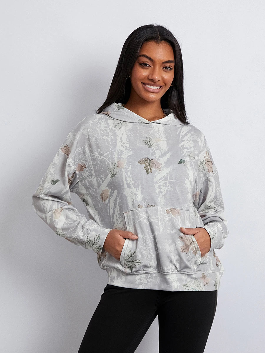Women’s Oversized Camo Print Hoodie – Long Sleeve Baggy Streetwear Sweatshirt