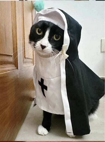 Funny Cat & Dog Nun Costume – Small & Medium Pet Cosplay Outfit