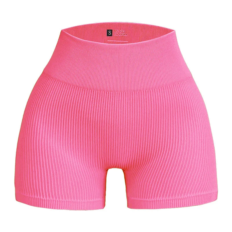 Women’s High-Waisted Yoga Shorts – Ribbed Sports Shorts with Butt Lift & Shaping Fit